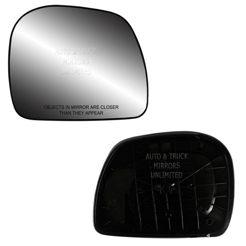 Fits 99-10 Ford F250, 350, 450, 550 Passenger Side Mirror Glass with Back Plate 2000 Ford F250 Side Mirror Glass Replacement